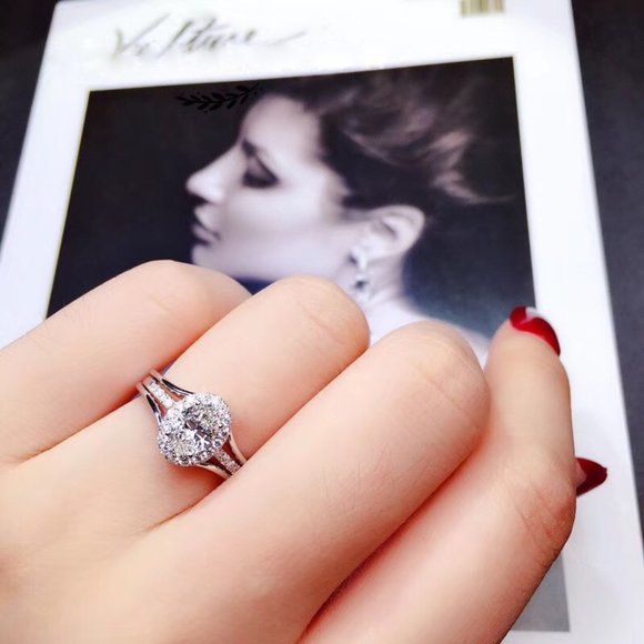 ⚡Three Layer Crystal Pure Oval Zircon Wedding Clear Rings for Women, MARR9021 - Picture 3 of 5